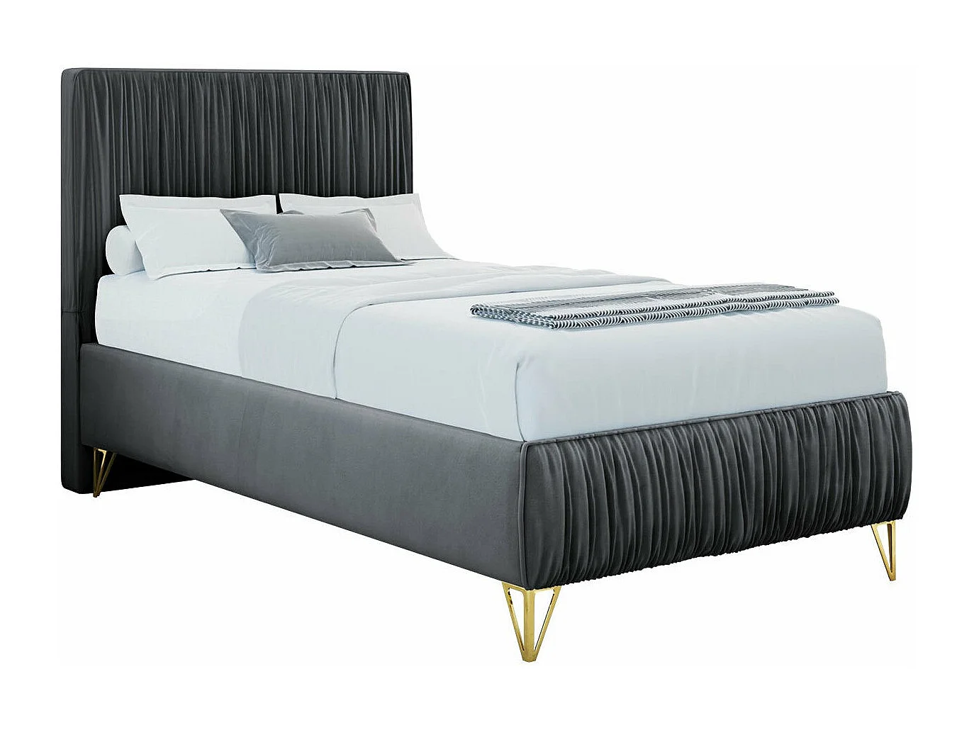 Cama continental Logan 112, Individuales, Gris, 80x200, Tapiz, Somieres, 80x209x120cm