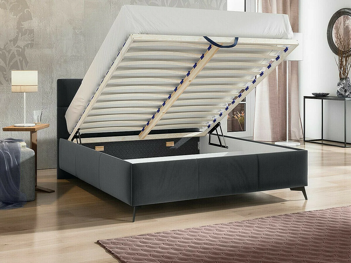 Cama ComfiDream 172, Casal, Cinzento, Tecido, Estrados de cama