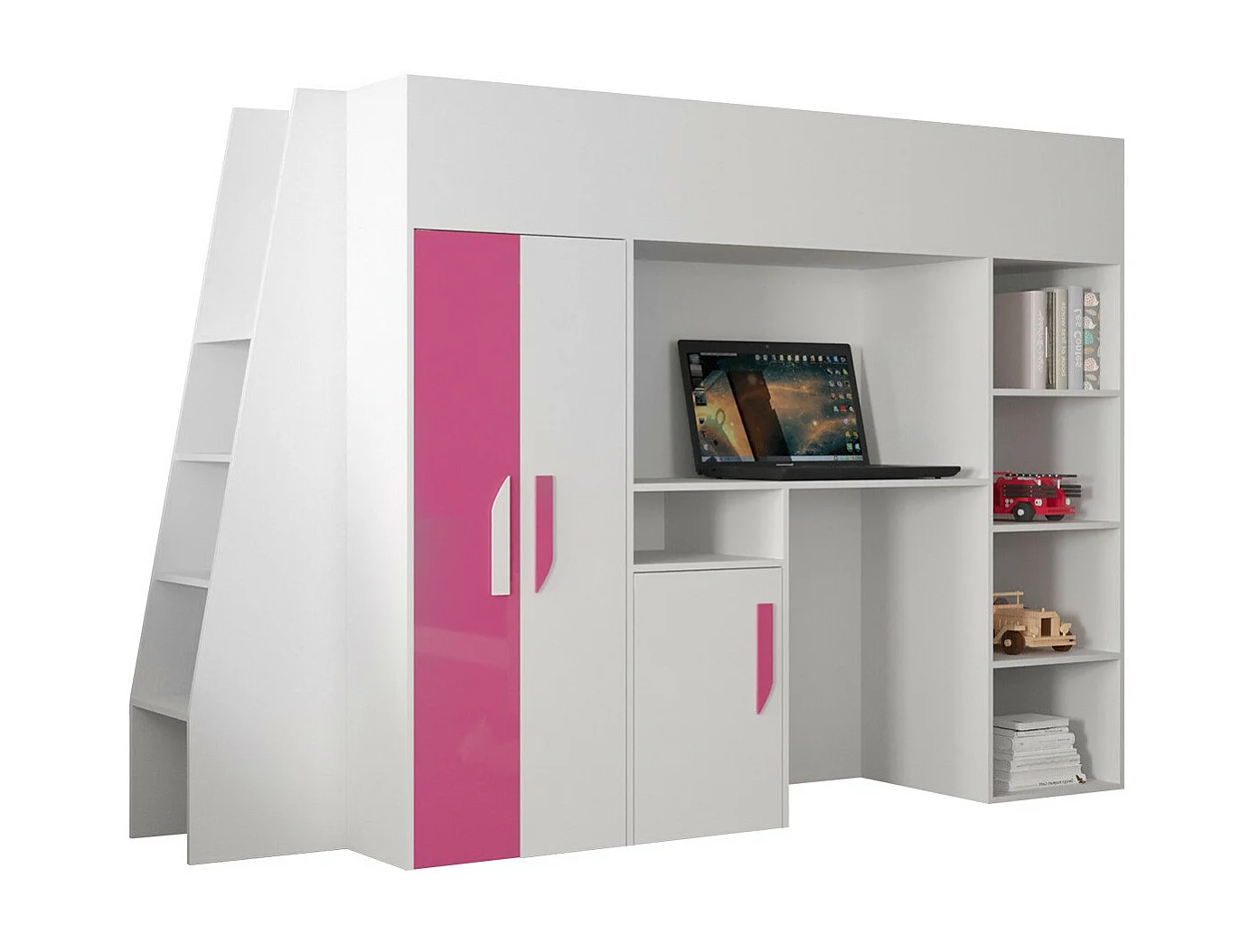 Cama alta Hartford 355, Individual, Branco, Estrados de cama