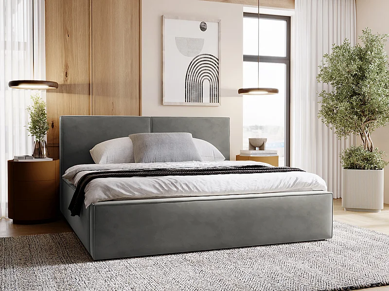 Cama TrendyNest 117, Doble, Gris, 140x200, Tapiz, Somieres, 160x223x98cm