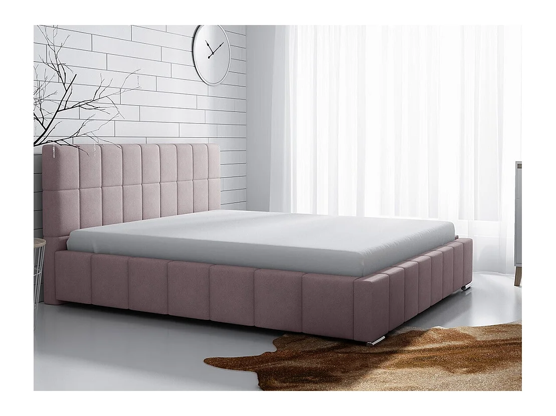 Cama Baltimore 120, Doble, Rosa, 140x200, Tapiz, Somieres, 158x222x92cm