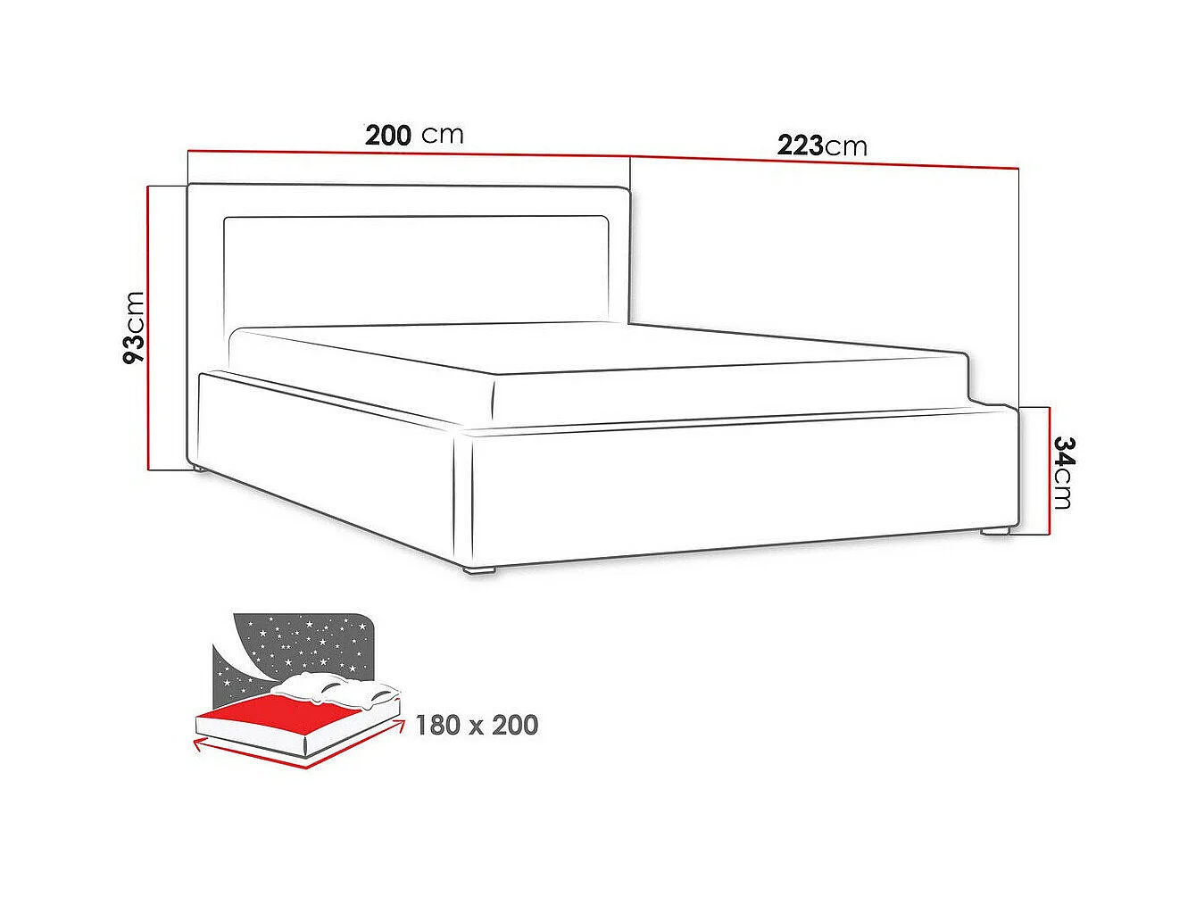 Cama Pomona 102, Doble, Turquesa, 180x200, Tapiz, Somieres, 200x223x93cm