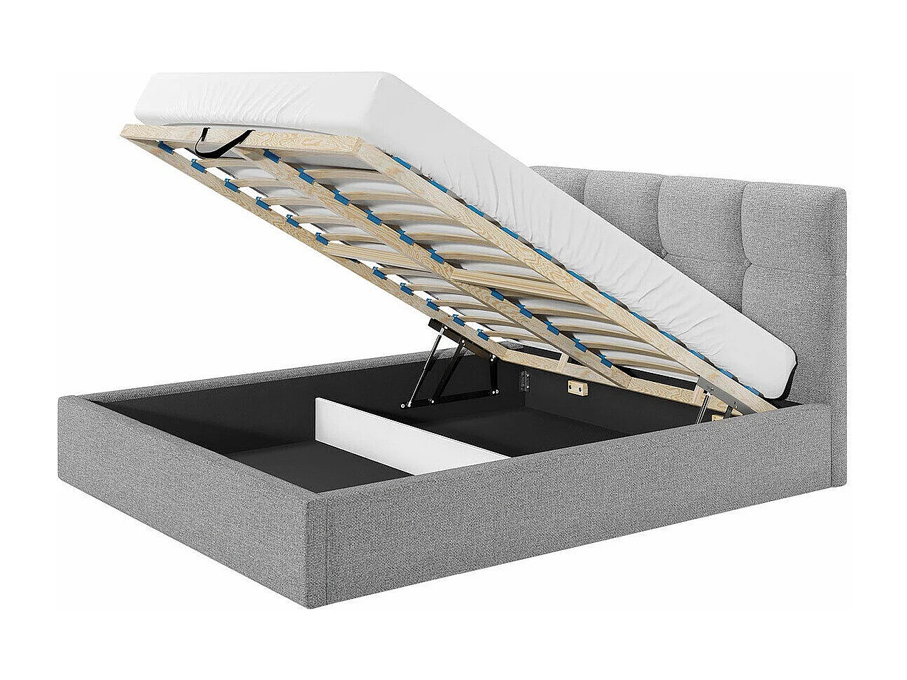 Lit ComfiDream 130, Double, Gris, 160x200, Tissu, Disponible, 171x213x106cm