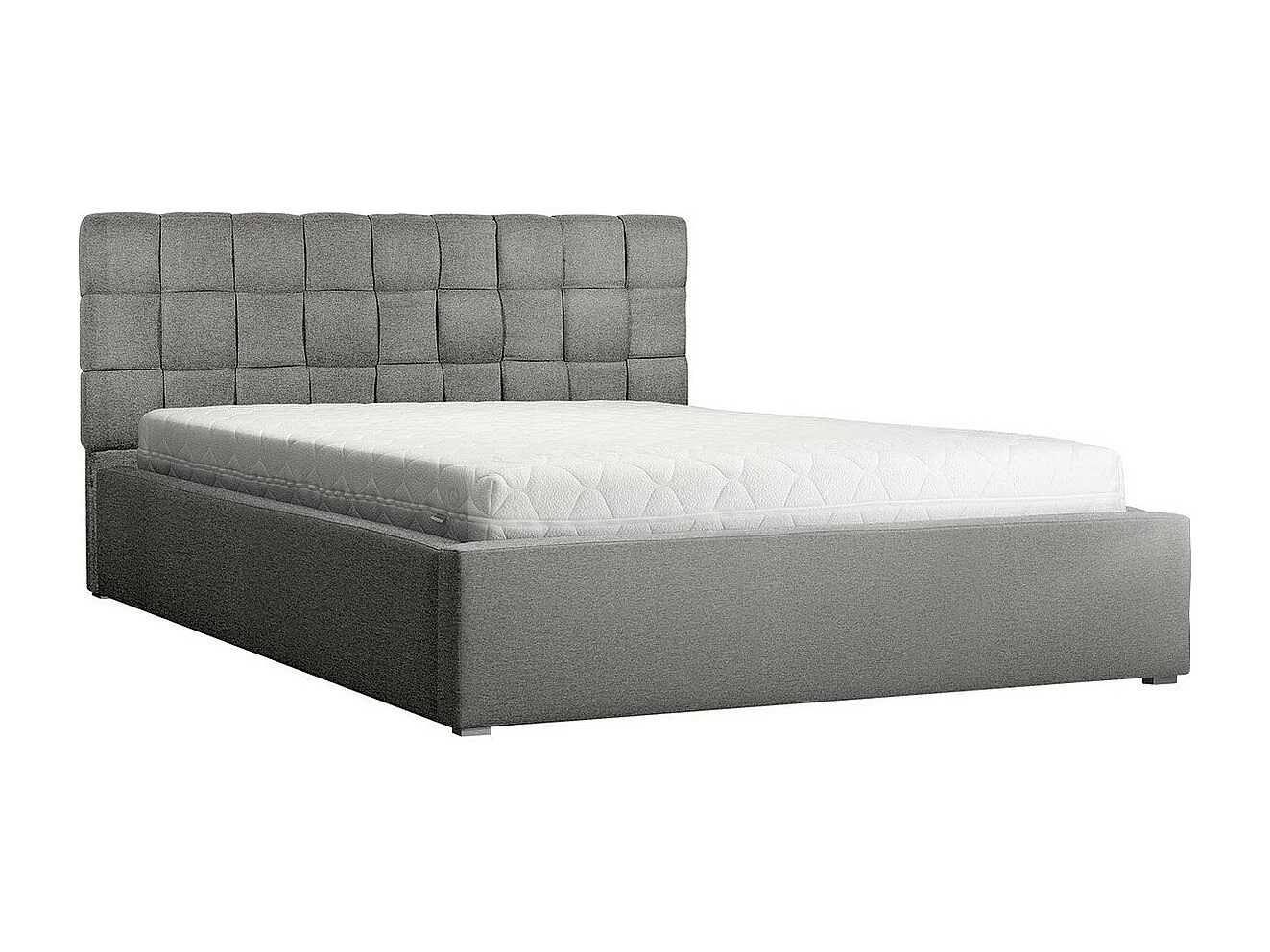Cama Pomona 106, Casal, Cinzento, Tecido, Estrados de cama, 16x22x9cm