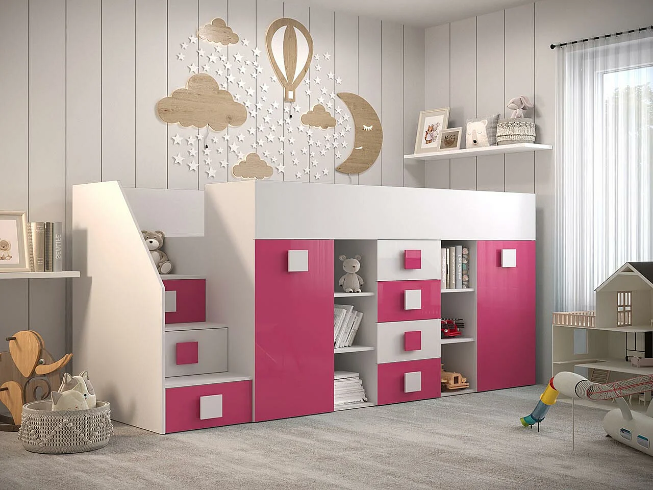 Litera Hartford 366, Individuales, Rosa, 90x200, Aglomerado laminado, Somieres, 94x249cm