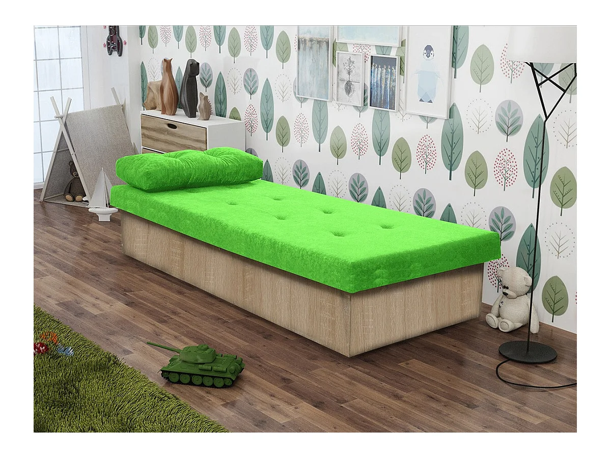 Letto Dover 100, Singolo, Verde, 80x190, 80x190x39cm