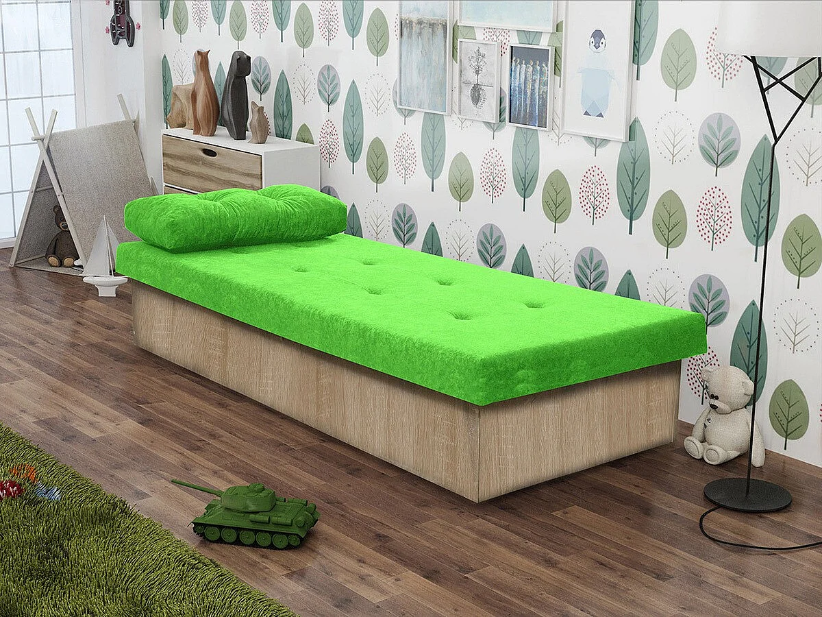 Cama Dover 100, Individuales, Verde, 80x190, 80x190x39cm