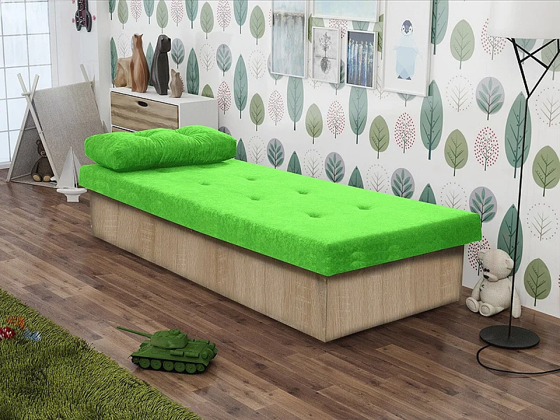 Letto Dover 100, Singolo, Verde, 80x190, 80x190x39cm