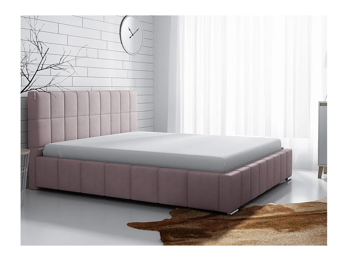 Cama Baltimore 120, Doble, Rosa, 180x200, Tapiz, Somieres, 198x222x92cm