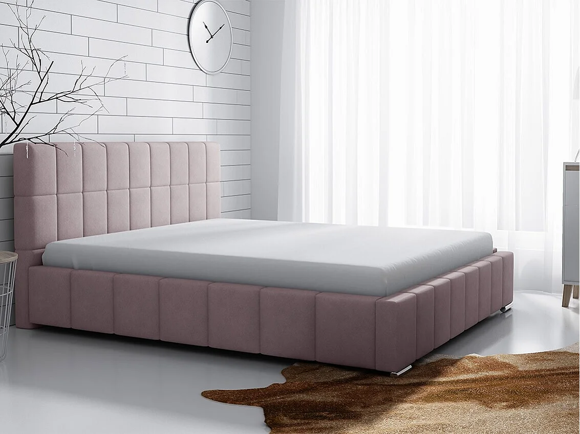 Cama Baltimore 120, Doble, Rosa, 180x200, Tapiz, Somieres, 198x222x92cm
