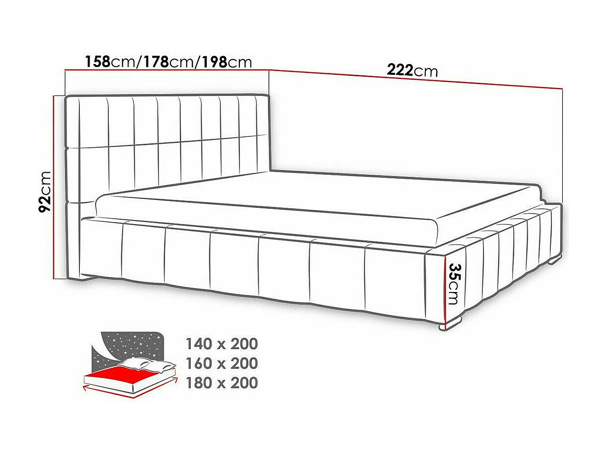 Cama Baltimore 120, Doble, Rosa, 180x200, Tapiz, Somieres, 198x222x92cm