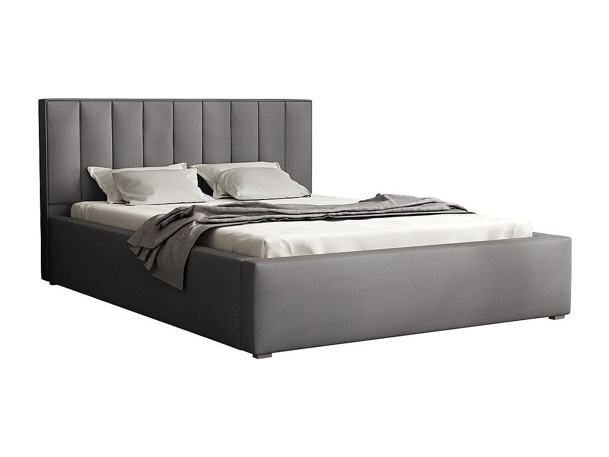 Cama Pomona 111, Doble, Gris, 160x200, Tapiz, Somieres, 180x223x93cm