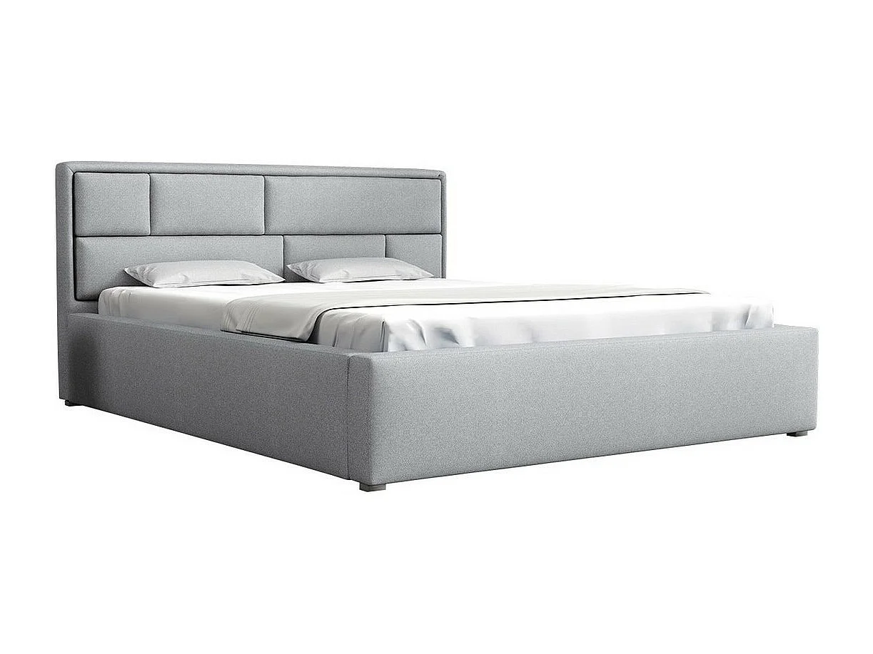 Cama Pomona 105, Doble, Gris, 200x200, Tapiz, Somieres, 220x223x93cm