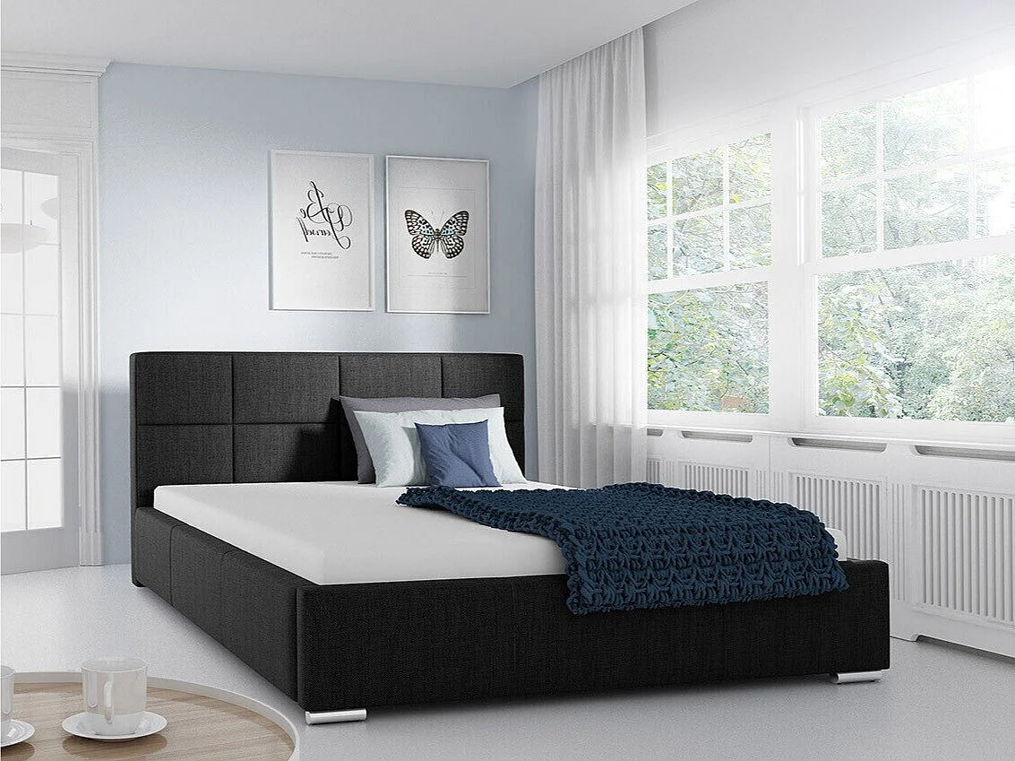 Cama Baltimore 122, Doble, Gris, 160x200, Tapiz, Somieres, 178x222x92cm