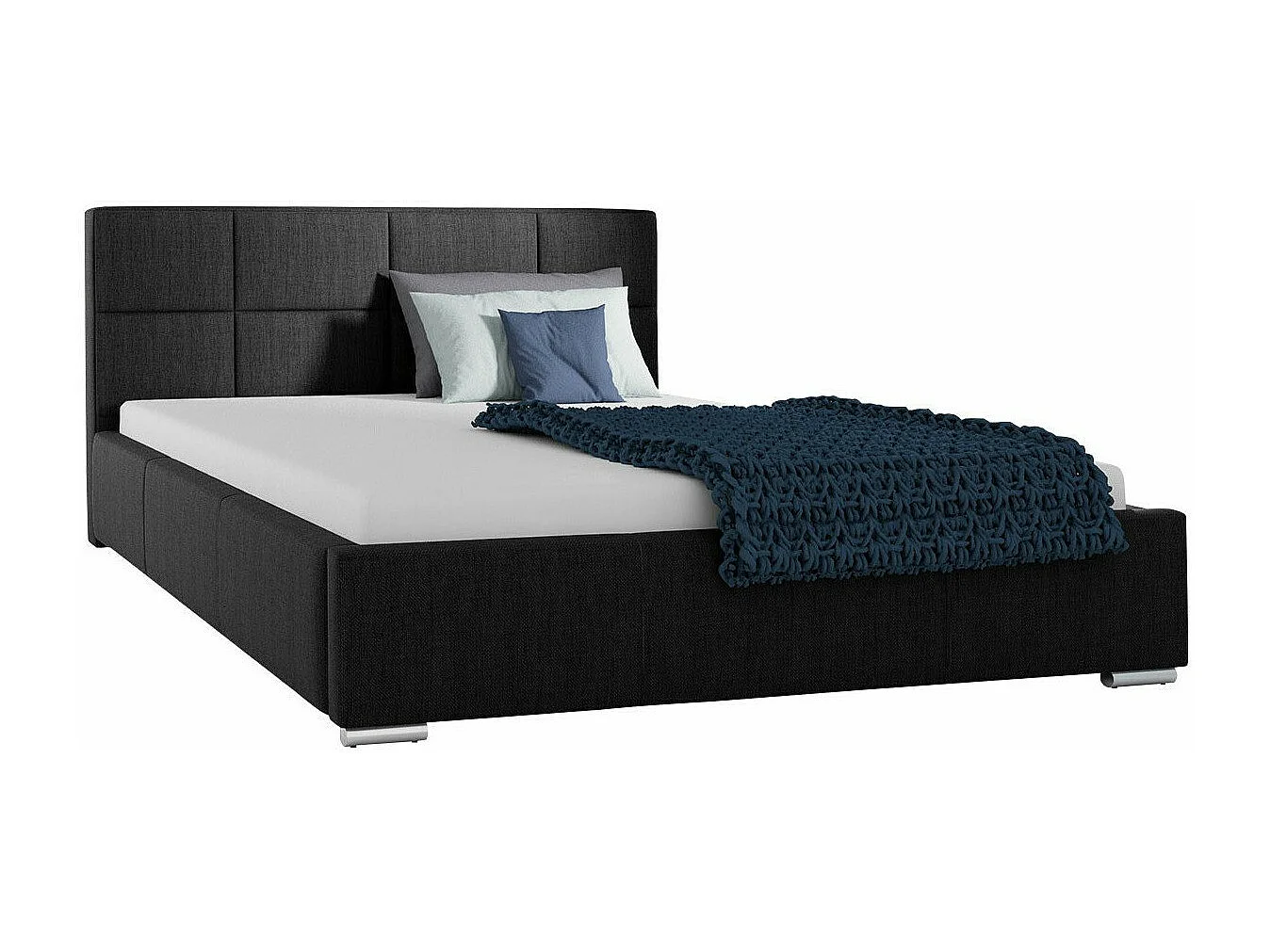 Cama Baltimore 122, Doble, Gris, 160x200, Tapiz, Somieres, 178x222x92cm