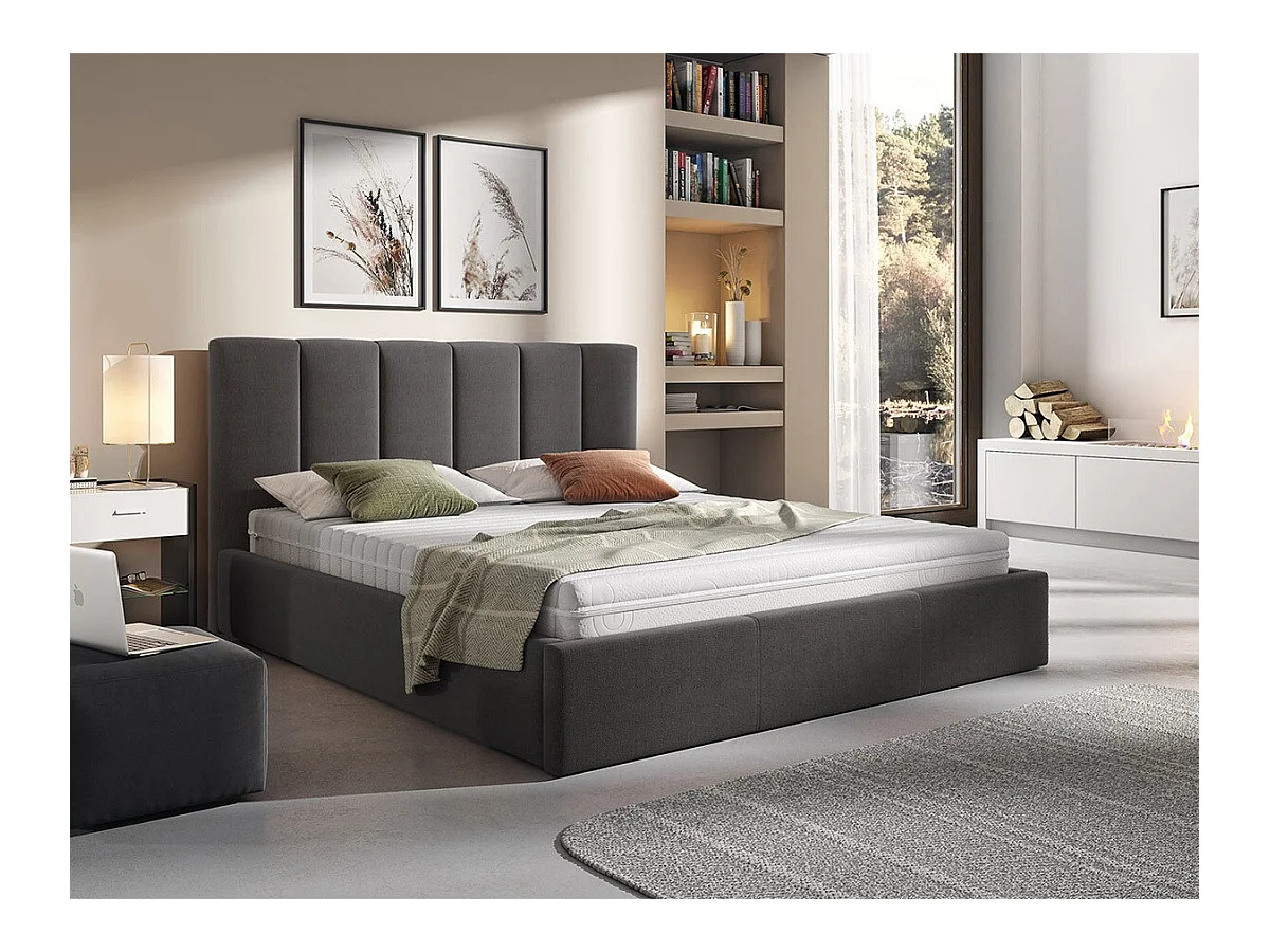Cama ComfiDream 126, Doble, Gris, 140x200, Tapiz, Somieres, 150x213x106cm