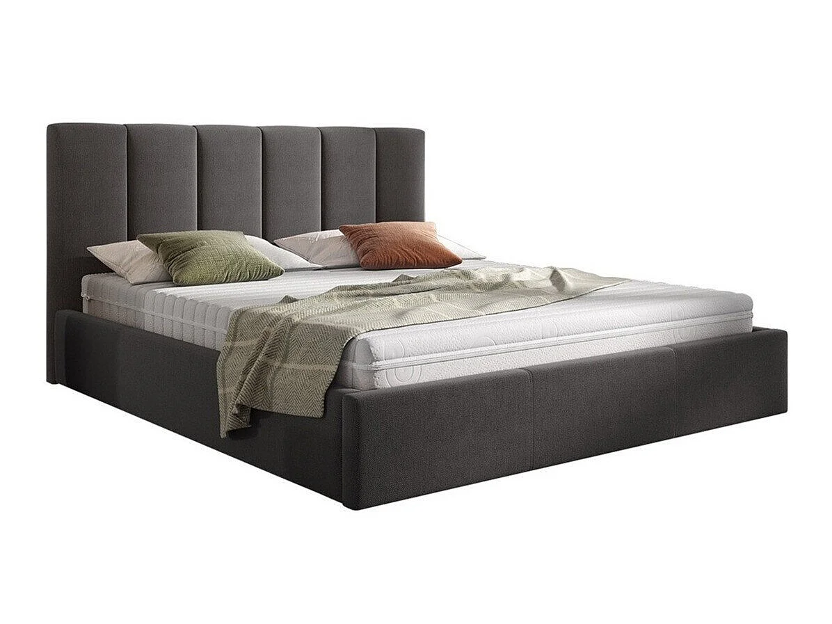Cama ComfiDream Tirila I, Doble, Gris oscuro, Tapiz, Somieres