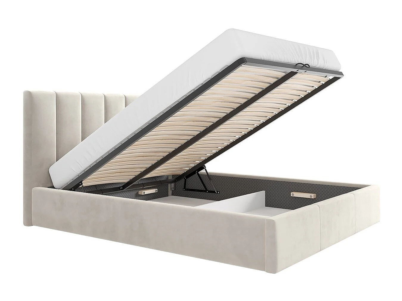 Cama ComfiDream Tirila I, Doble, Gris oscuro, Tapiz, Somieres