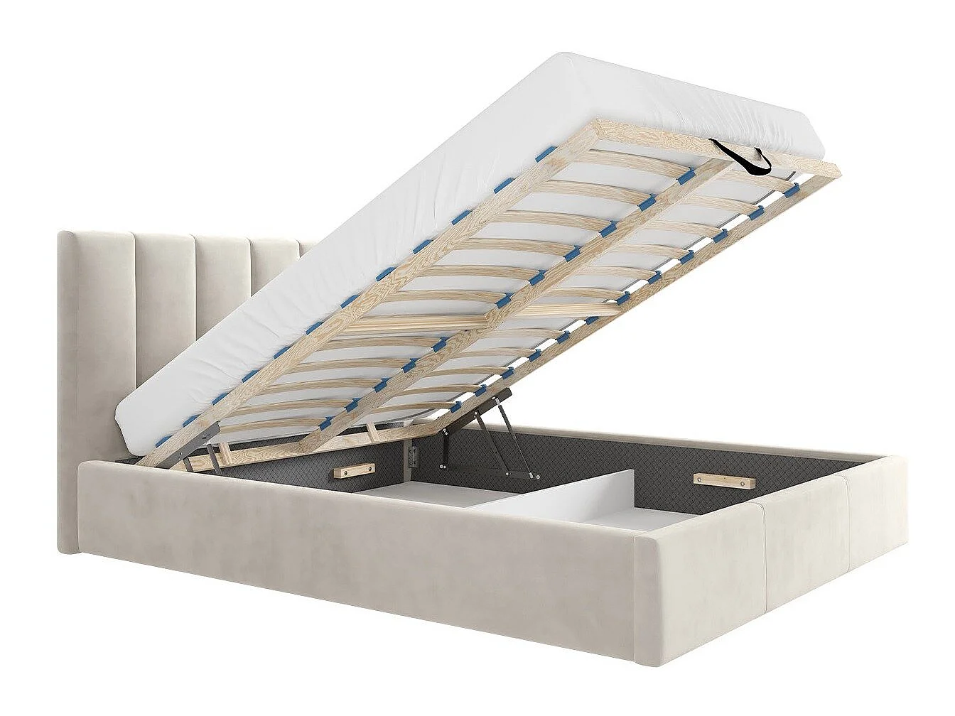 Cama ComfiDream Tirila II, Doble, Gris oscuro, Tapiz, Somieres