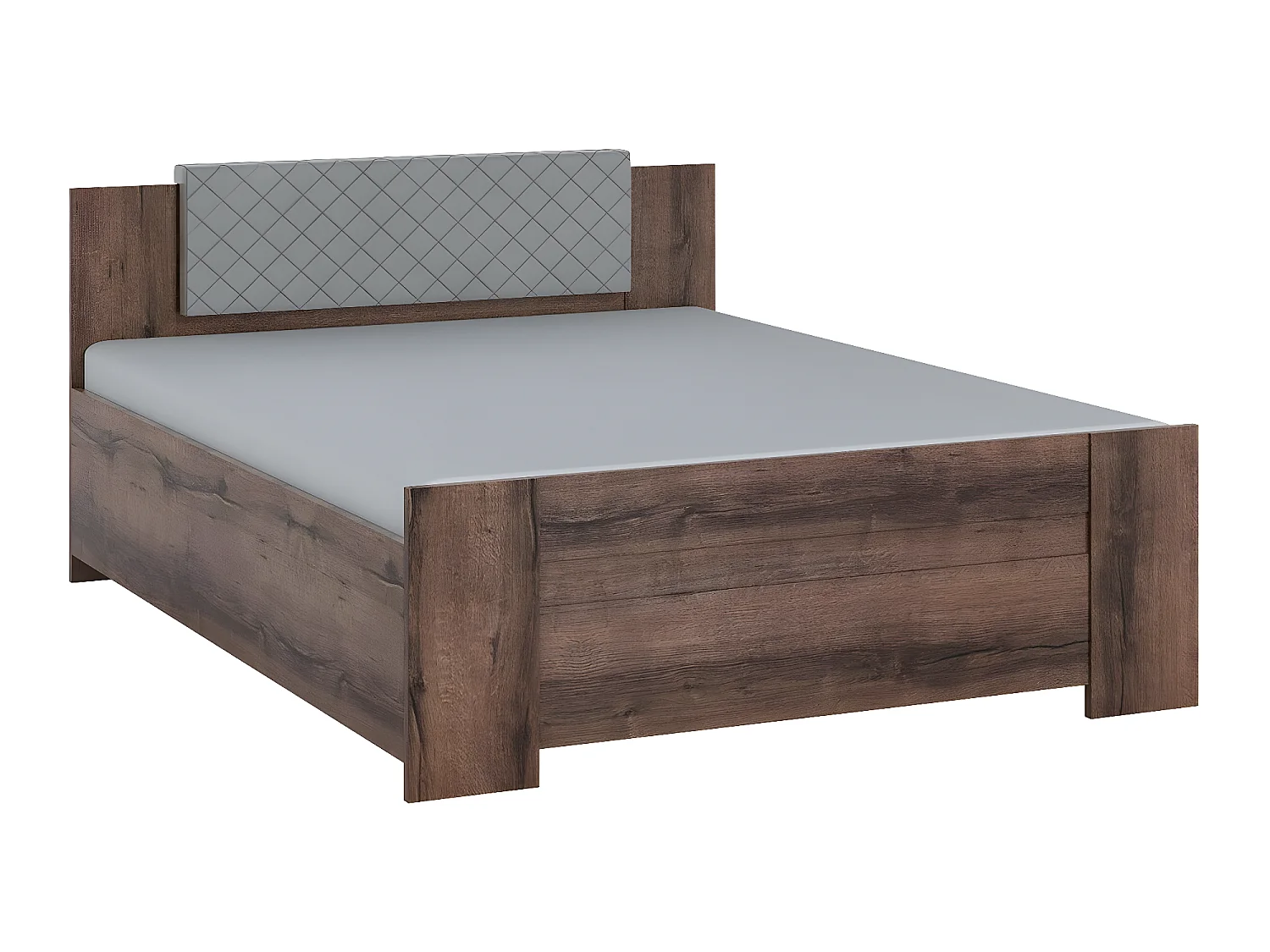 Cama Catromi 101, Doble, Marrón, 160x200, Aglomerado laminado, Somieres, 165x205x90cm