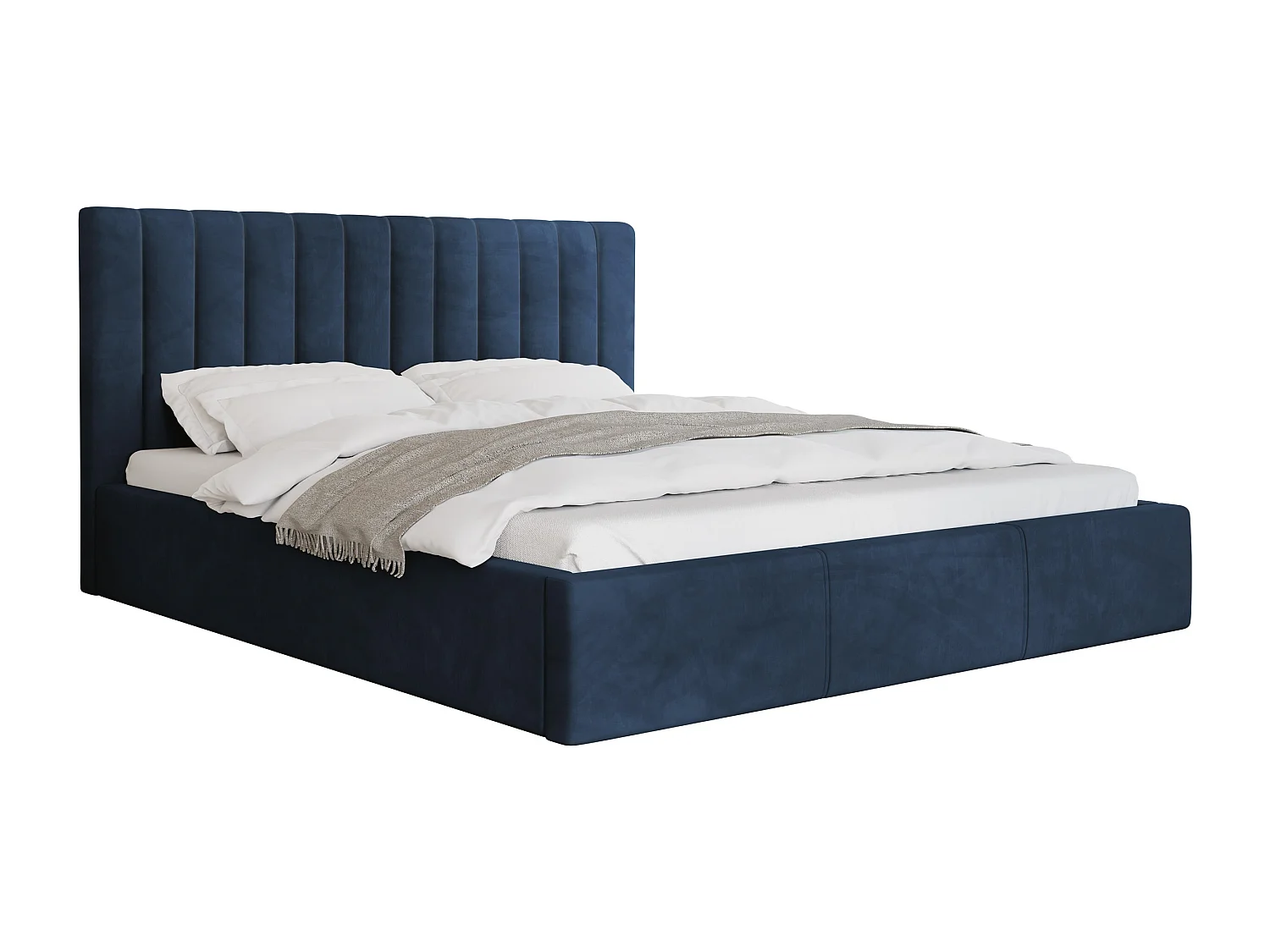 Lit ComfiDream 179, Double, Bleu, 140x200, Tissu, Disponible, 151x212x105cm