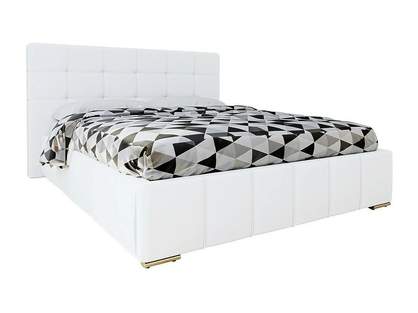 Cama Florence 101, Doble, Blanco, 140x200, Cuero ecológico, Somieres, 158x216x105cm