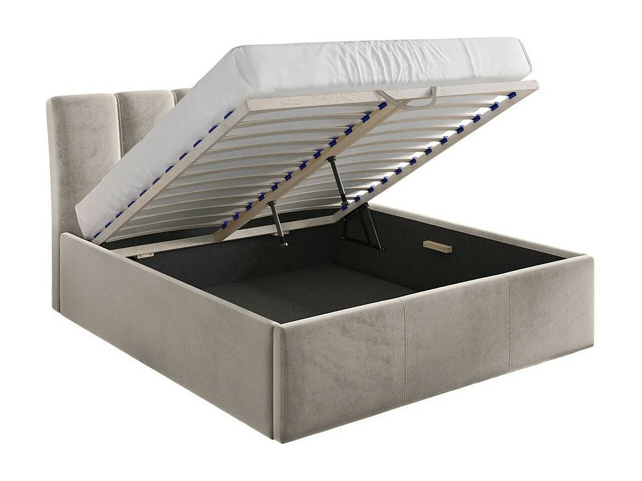 Lit ComfiDream 167, Double, Brun clair, 140x200, Tissu, Disponible, 152x219x118cm