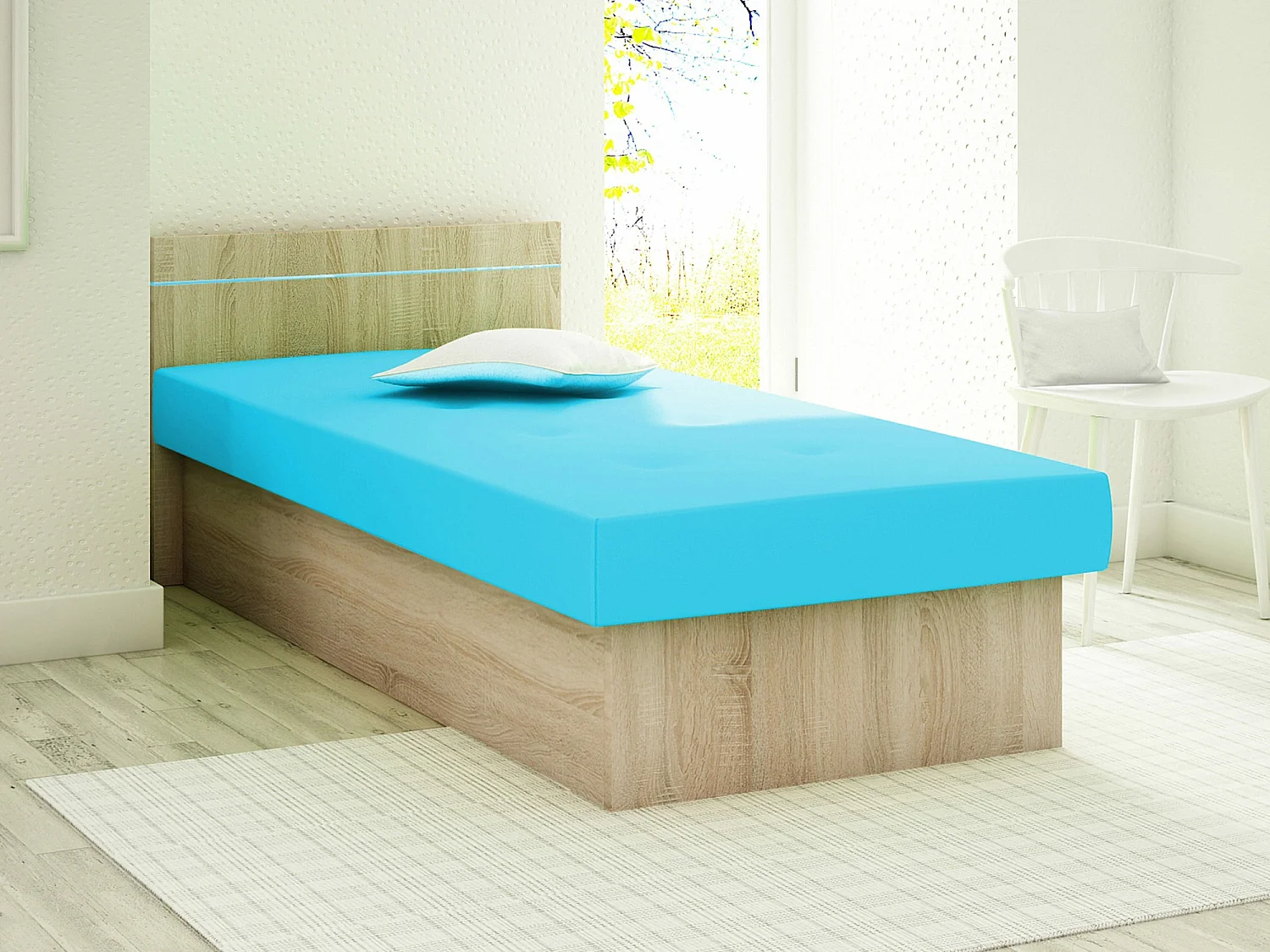 Lit Dover 101, Unique, Turquoise, 80x190, No, 80x192x68cm