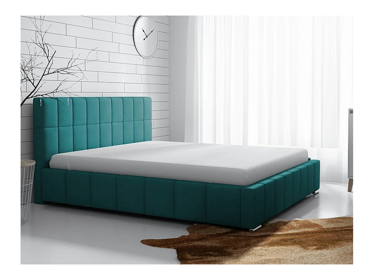 Cama Baltimore 120, Casal, Turquesa, Tecido, Estrados de cama