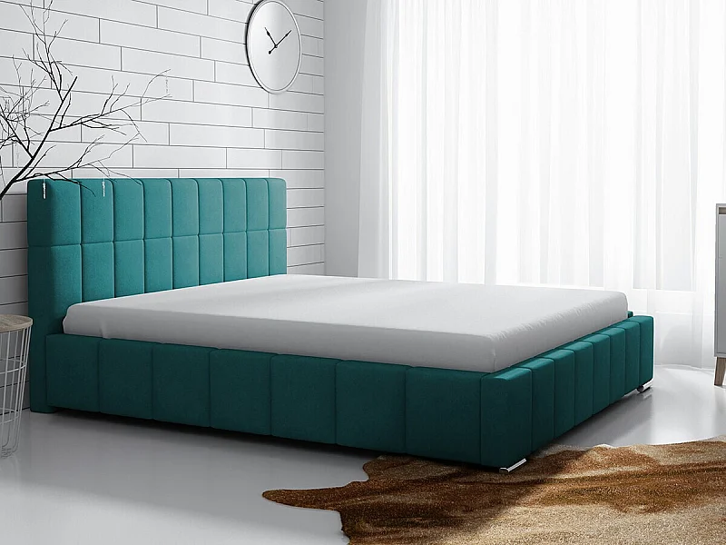 Cama Baltimore 120, Doble, Turquesa, 140x200, Tapiz, Somieres, 158x222x92cm