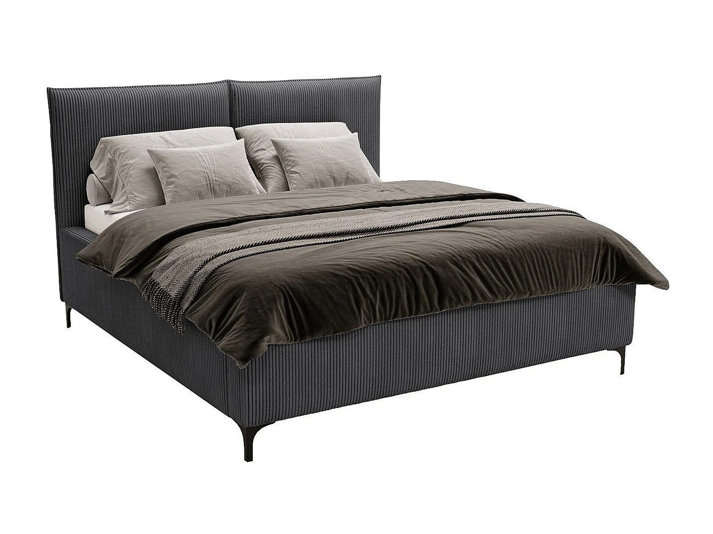 Cama Clovis 113, Doble, Gris, 140x200, Tapiz, Somieres, 160x214x108cm