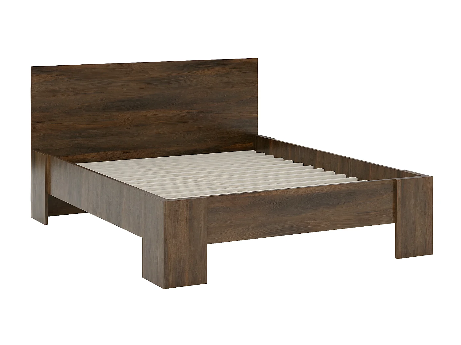 Cama Avimora 115, Doble, Marrón, 160x200, Aglomerado laminado, Somieres, 171x208x100cm