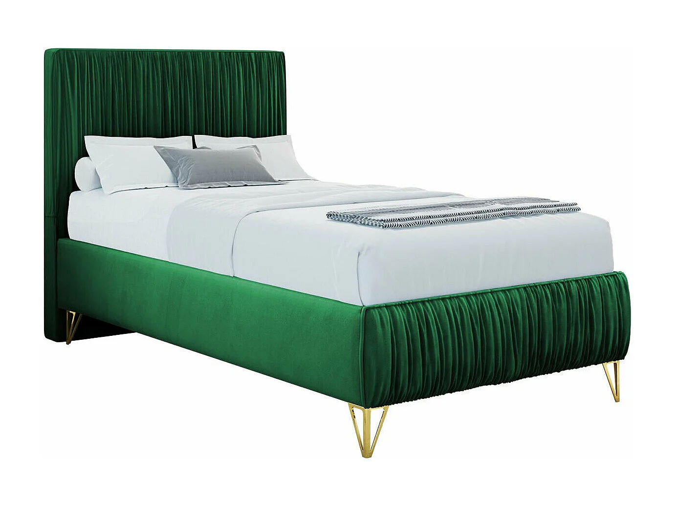 Cama Logan 112, Individuales, Verde, 80x200, Tapiz, Somieres, 80x209x120cm