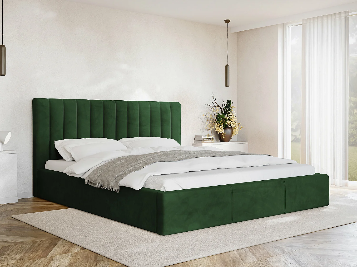 Cama ComfiDream 179, Doble, Verde, 160x200, Tapiz, Somieres, 171x212x105cm