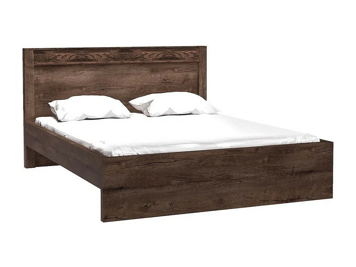 Lit Serfeno 117, Double, Marron, 160x200, Stratifié, Sommier à lattes, 170x210x100cm