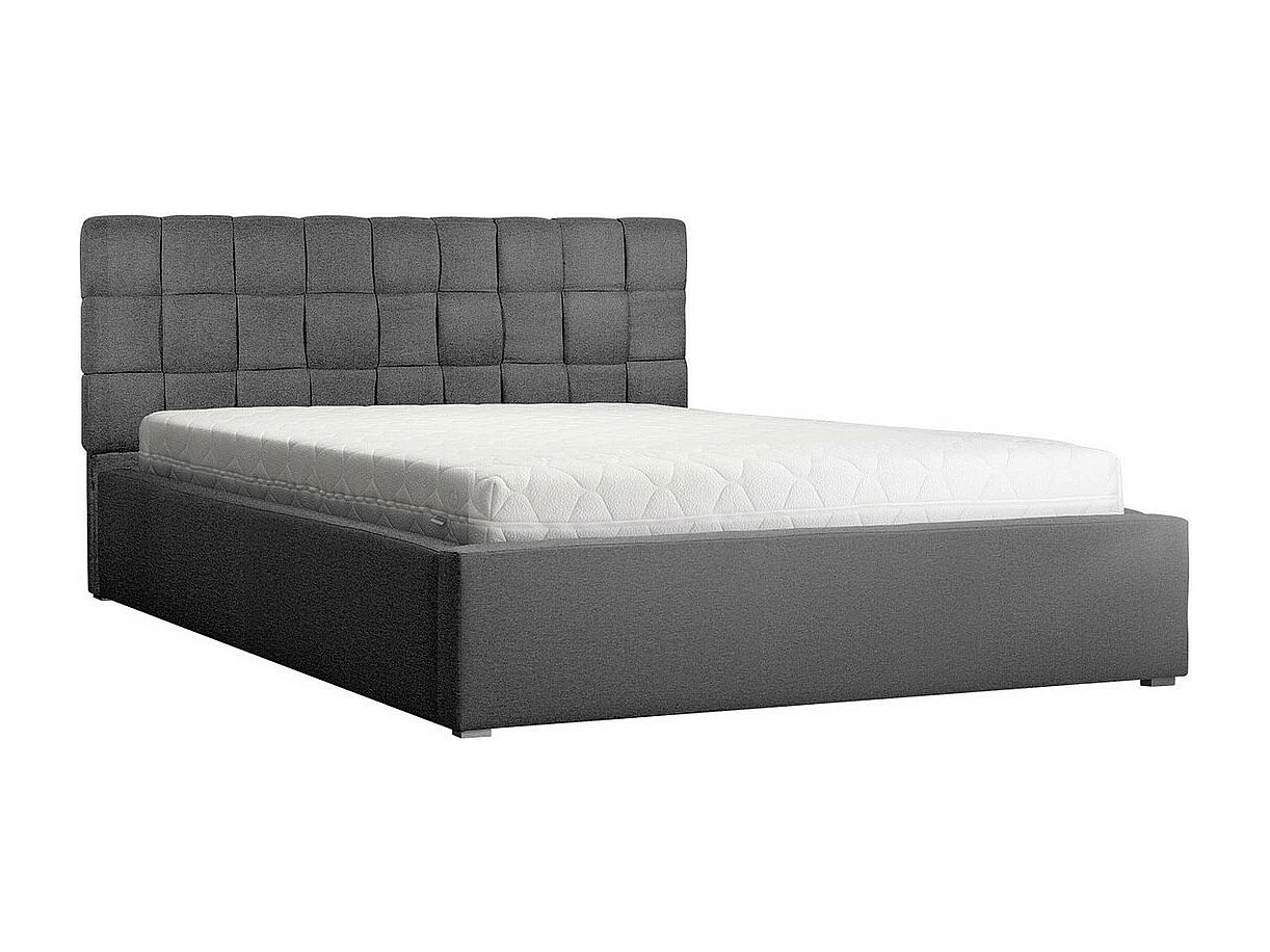 Cama Pomona 107, Doble, Gris, 200x200, Tapiz, Somieres, 220x223x93cm