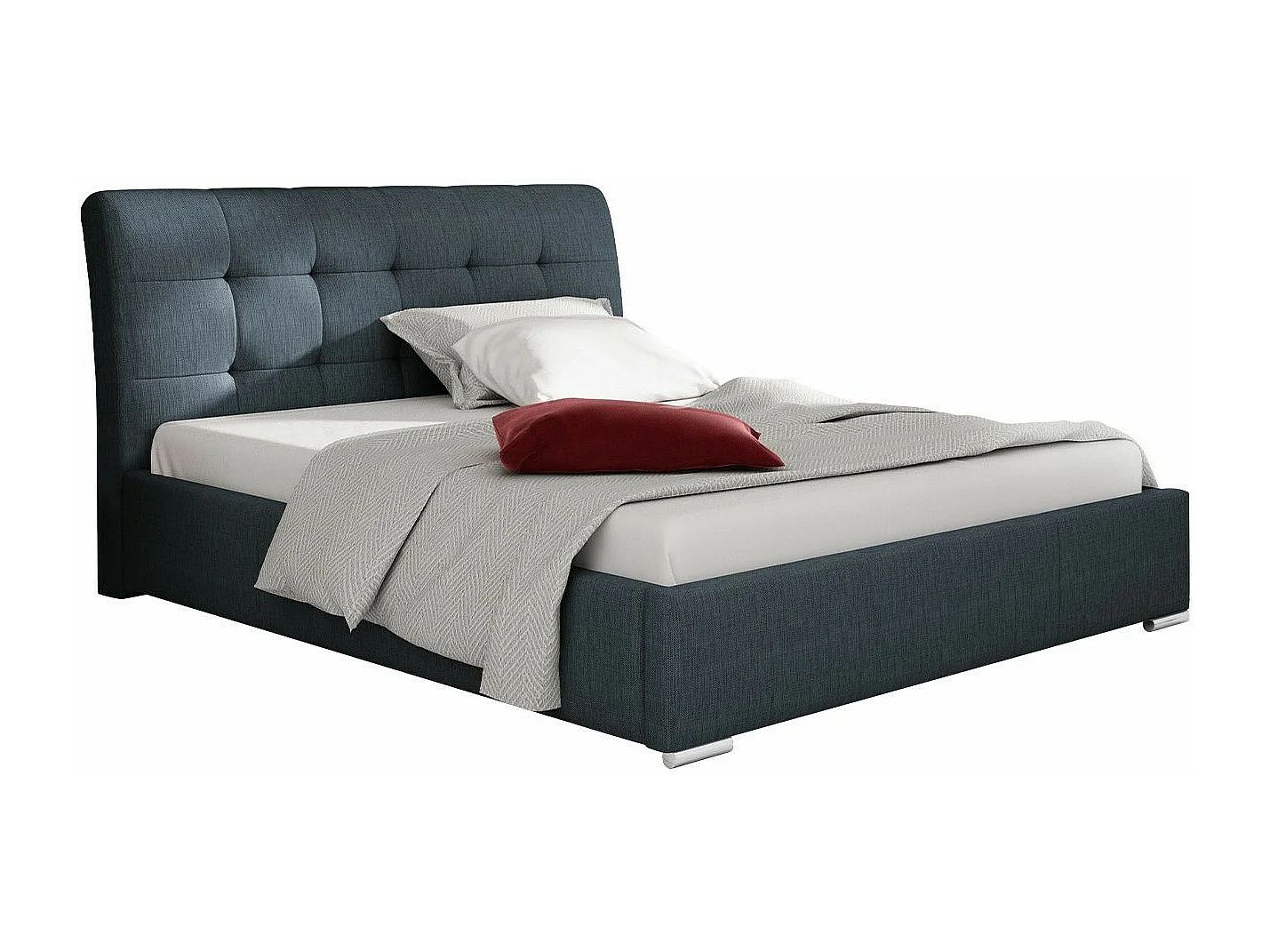 Cama Baltimore 107, Casal, Azul, Tecido, Estrados de cama, 20x23x10cm