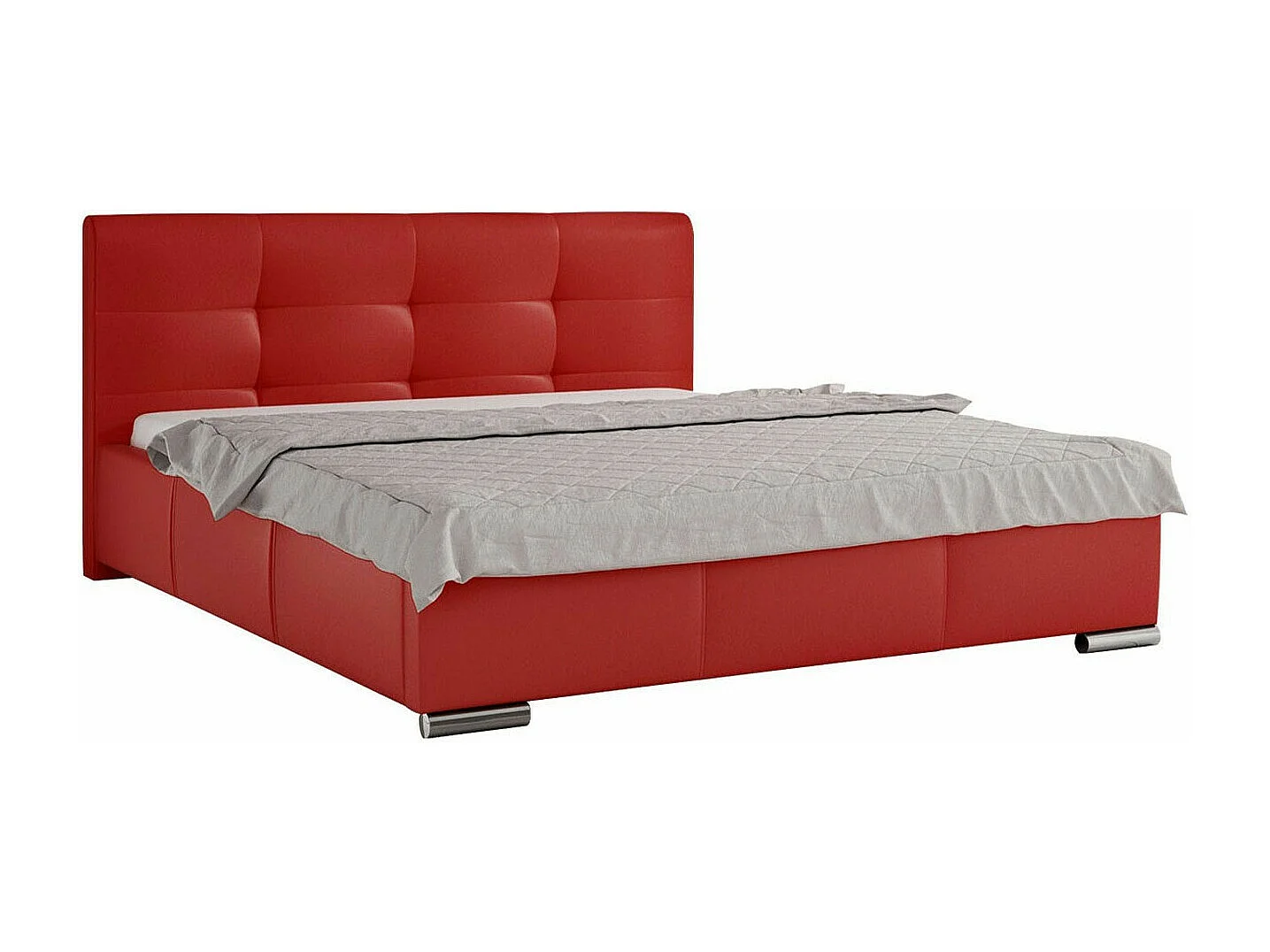 Cama Baltimore 108, Doble, Rojo, 140x200, Cuero ecológico, Somieres, 158x222x100cm
