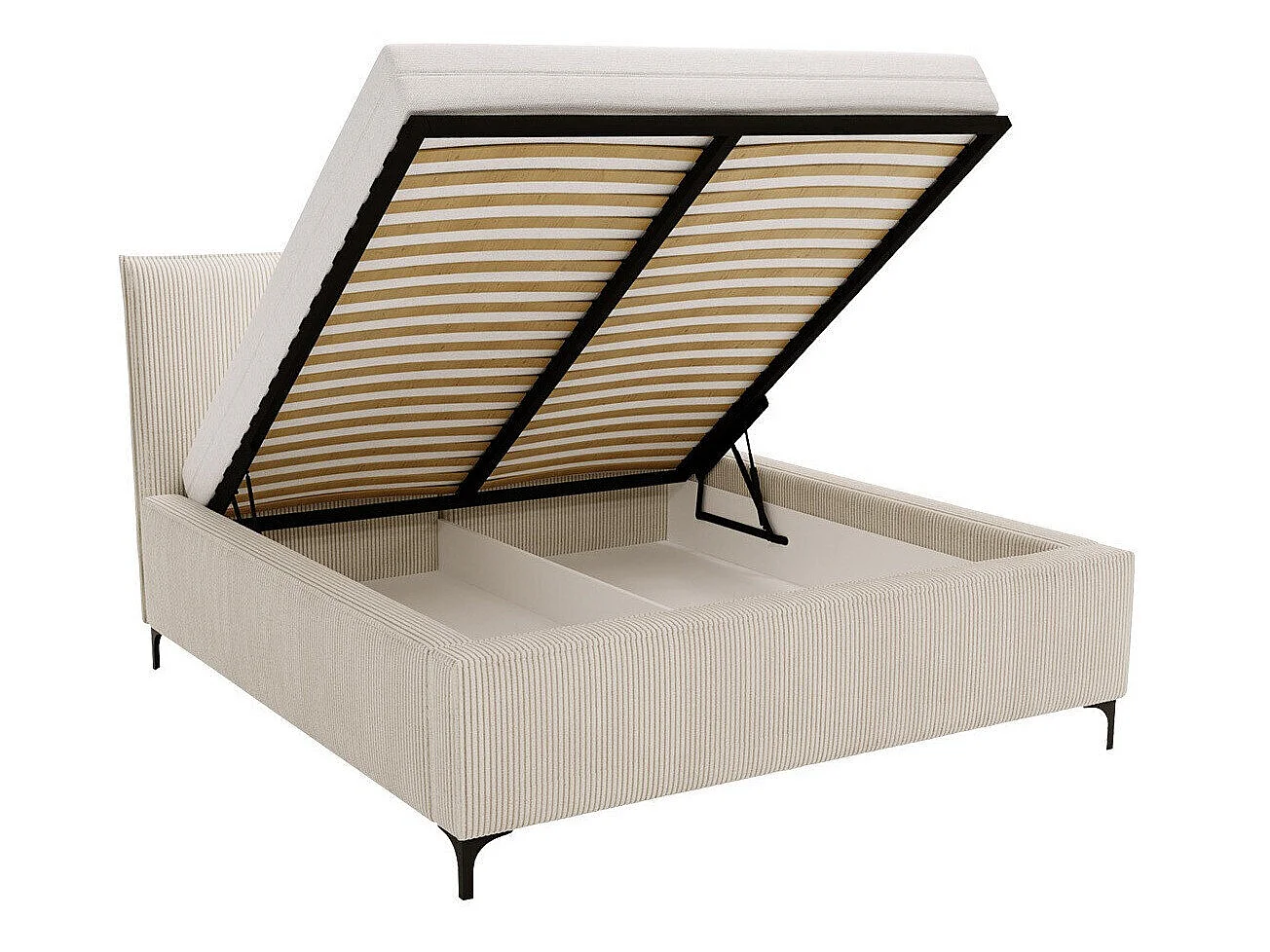 Lit Clovis 113, Double, Gris clair, Tissu, Disponible, 18x21x11cm
