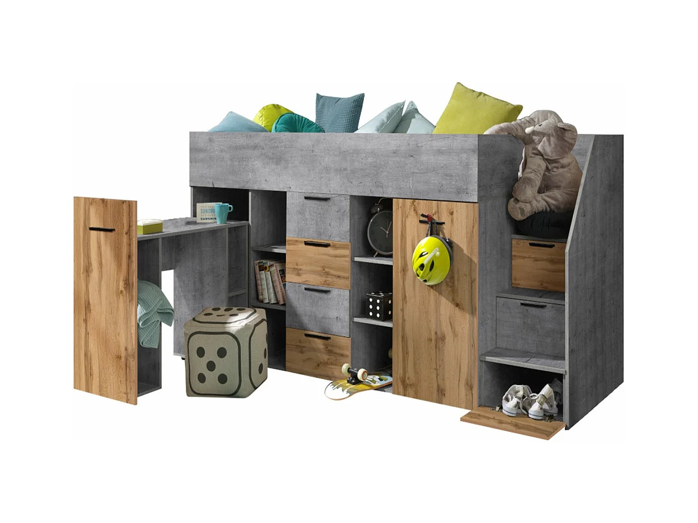 Litera Hartford 364, Individuales, Gris, 90x200, Aglomerado laminado, Somieres, 180x249cm