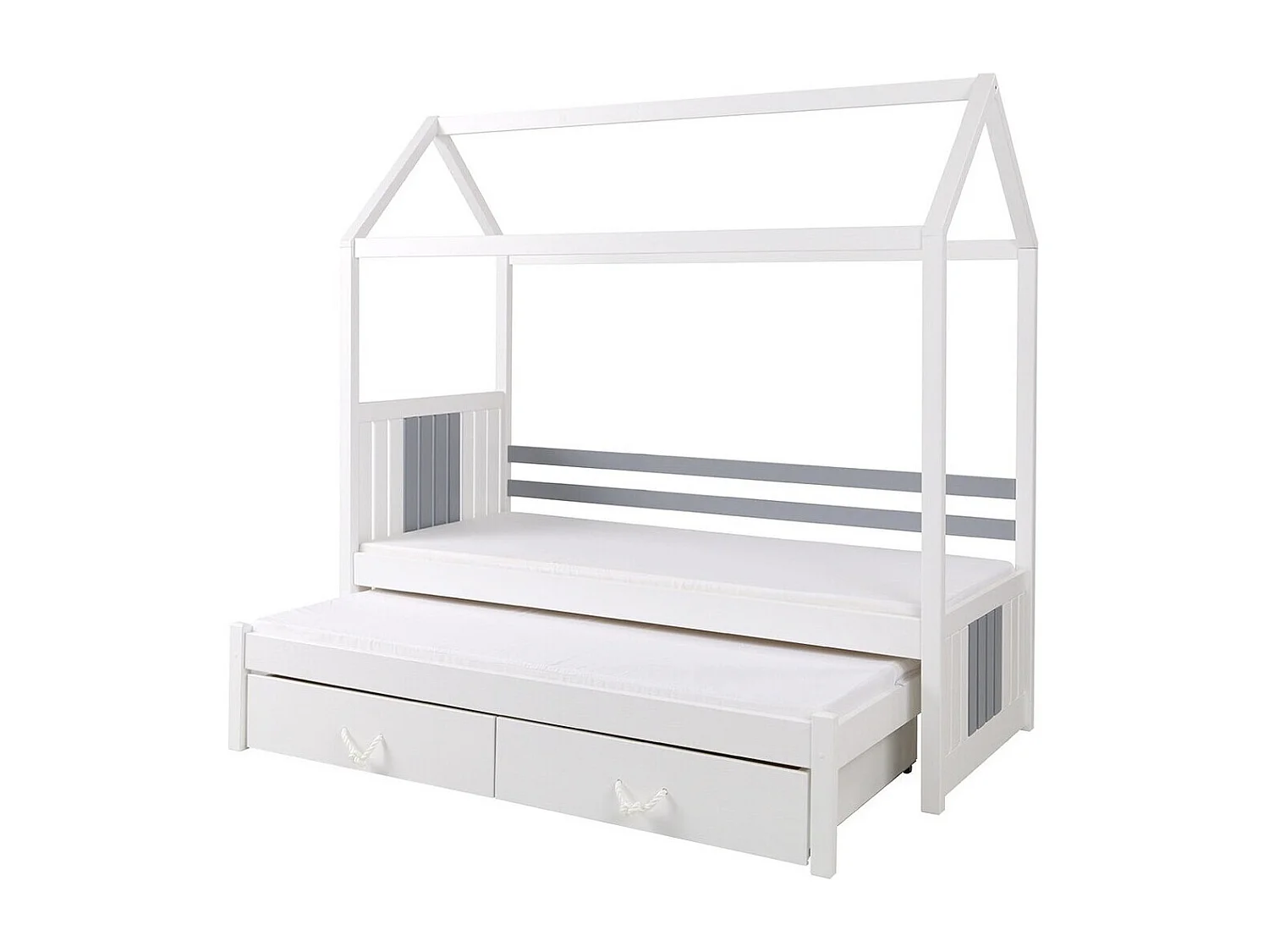 Cama Henderson 131, Individual con una cama supletoria-nido, Blanco, 80x170|80x180, 87cm