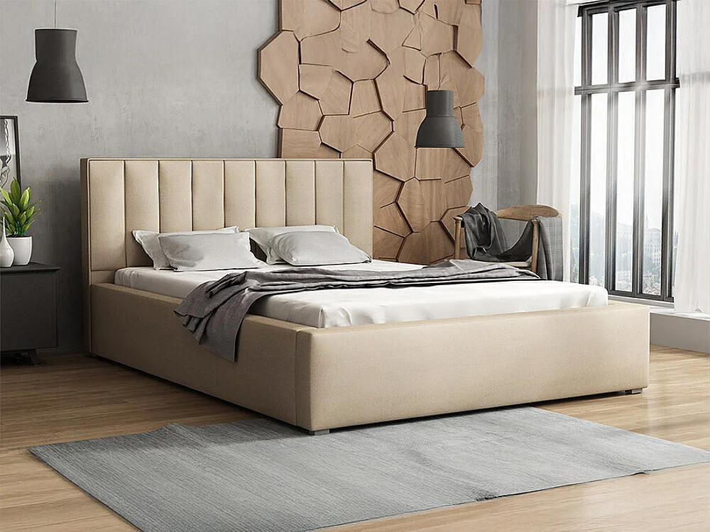 Letto Pomona 109, Doppio, Nocciola, 160x200, Arazzo, Con, 180x223x93cm