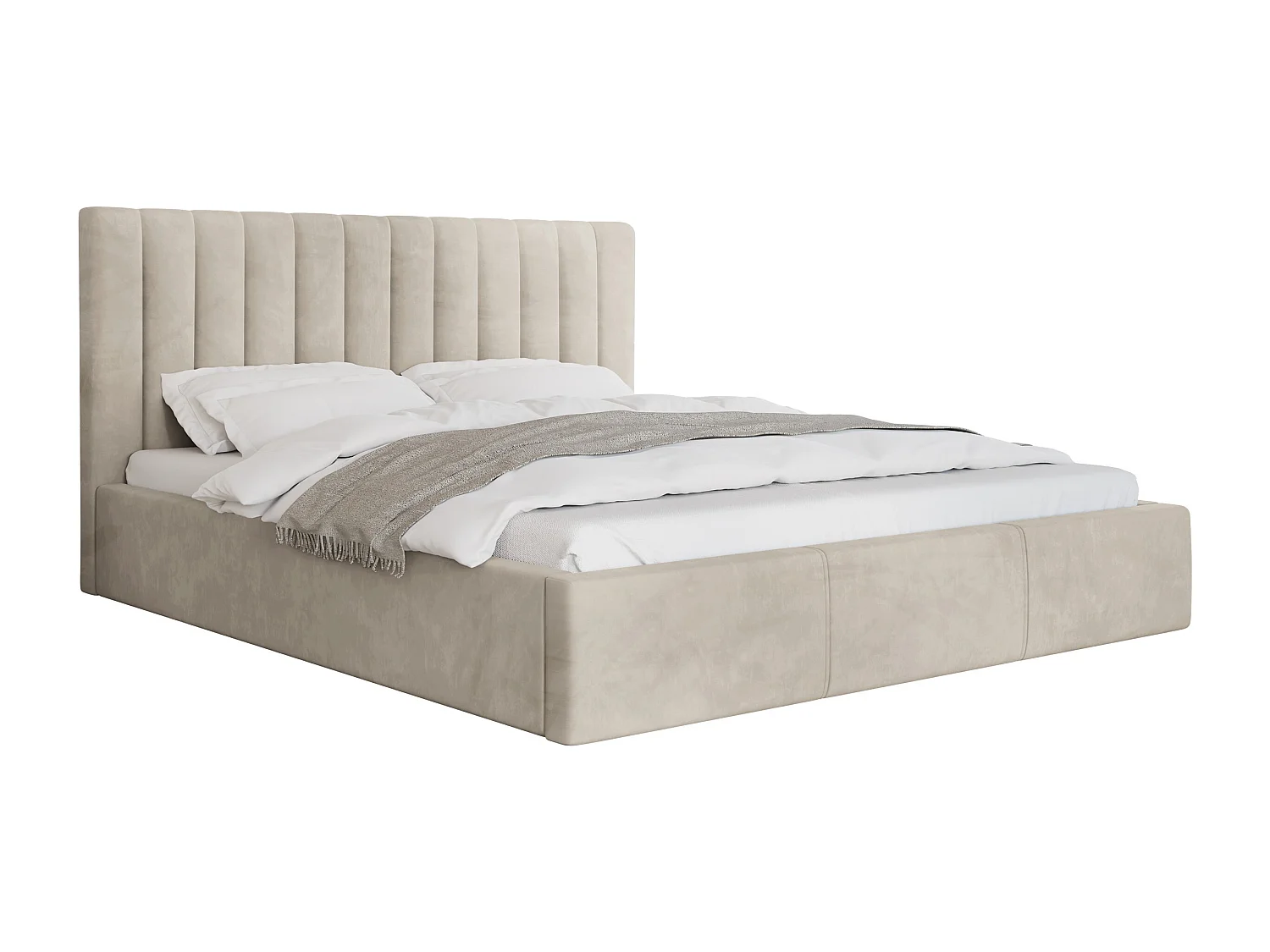 Cama ComfiDream 179, Casal, Castanho claro, Tecido, Estrados de cama