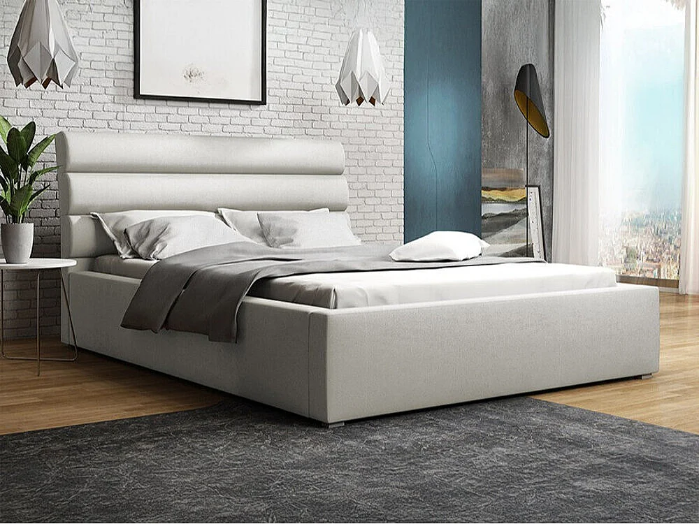 Cama Pomona 108, Individuales, Gris, 120x200, Tapiz, Somieres, 140x223x100cm