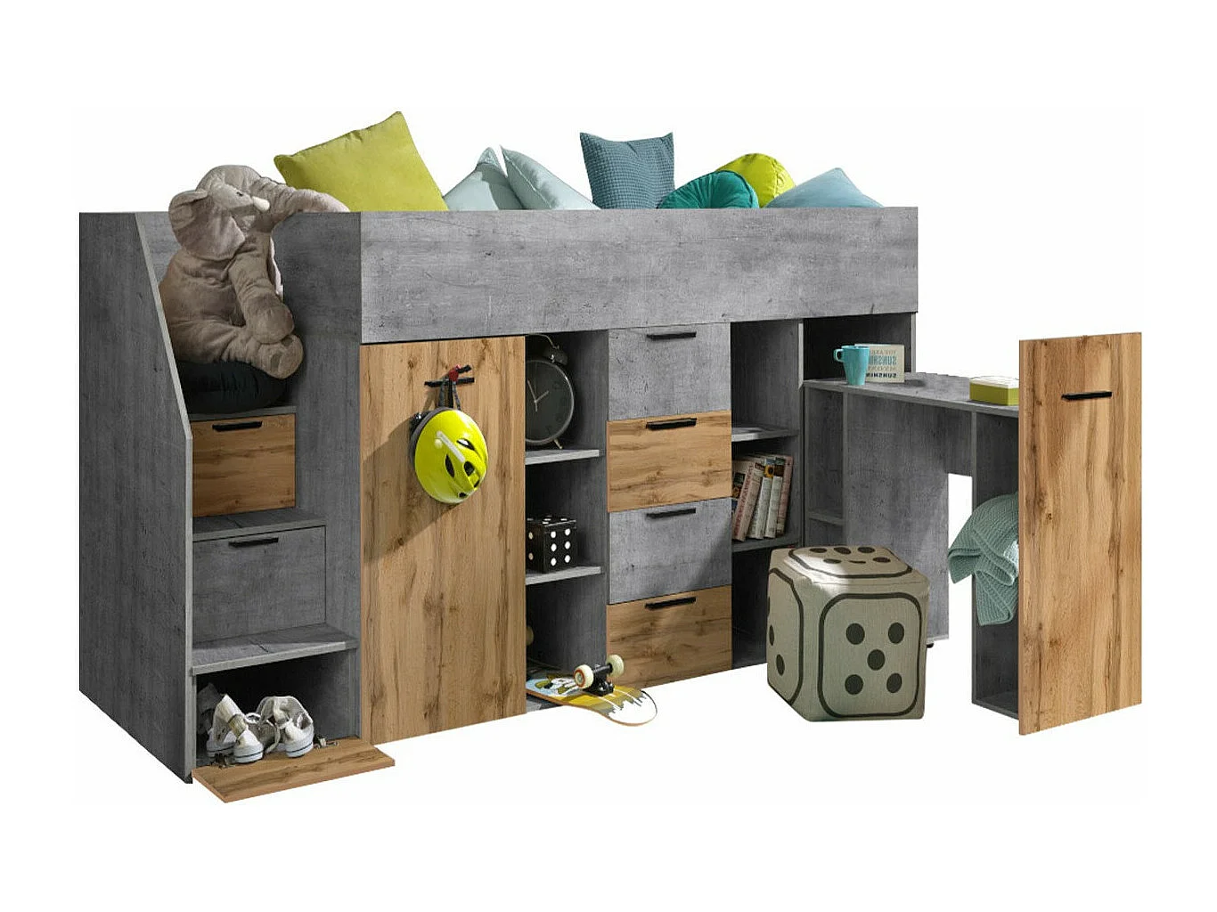 Litera Hartford 364, Individuales, Gris, 90x200, Aglomerado laminado, Somieres, 180x249cm