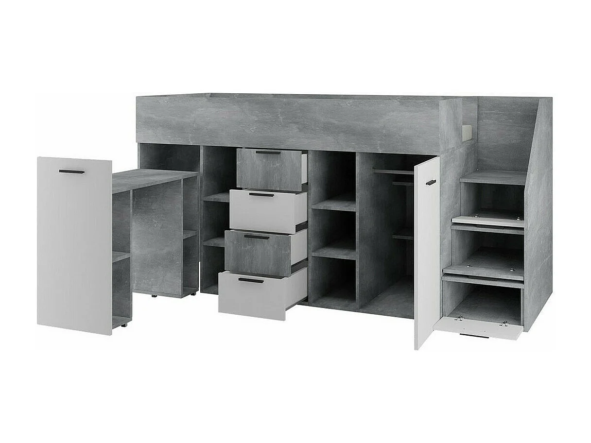 Litera Hartford 364, Individuales, Gris, 90x200, Aglomerado laminado, Somieres, 180x249cm