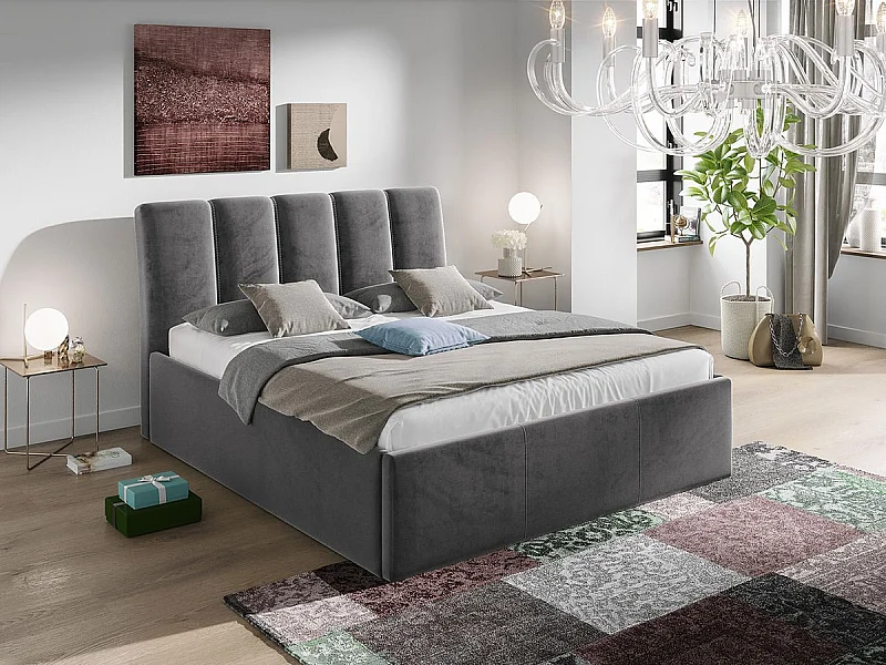 Cama ComfiDream 167, Casal, Cinzento, Tecido, Estrados de cama