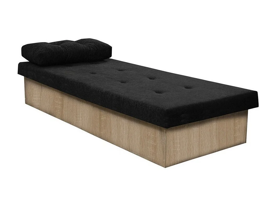 Letto Dover 100, Singolo, Nero, 80x190, 80x190x39cm