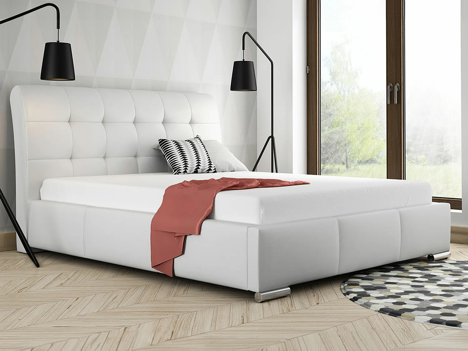 Cama Baltimore 107, Casal, Branco, Estrados de cama, 20x23x10cm