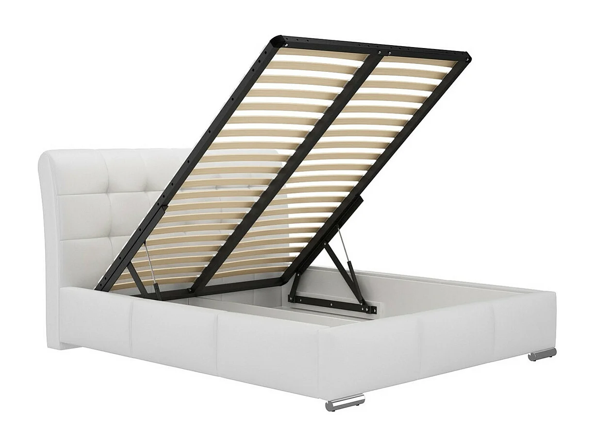 Cama Baltimore 107, Doble, Blanco, 180x200, Somieres, 200x227x103cm